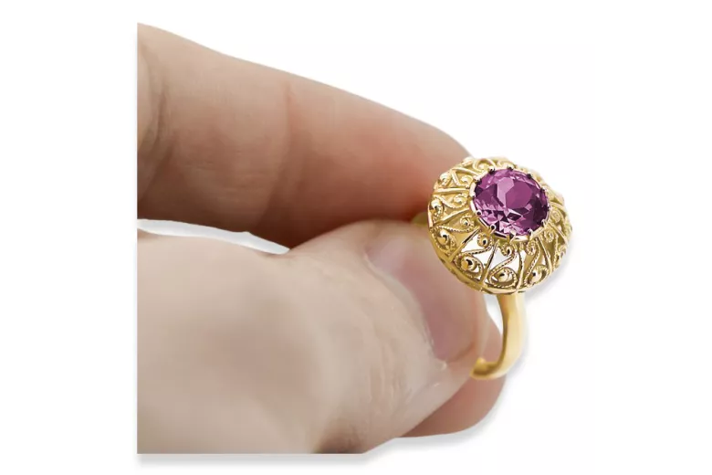 14K Yellow gold Amethyst Ring Vintage vrc059y